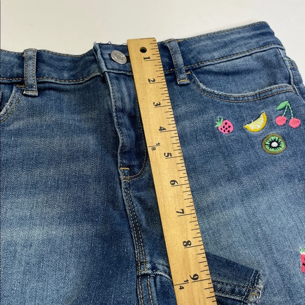 Gap Girls Frayed Hem Adjustable Waistband Embroidered Jean Short Size 10 - Picture 5 of 8